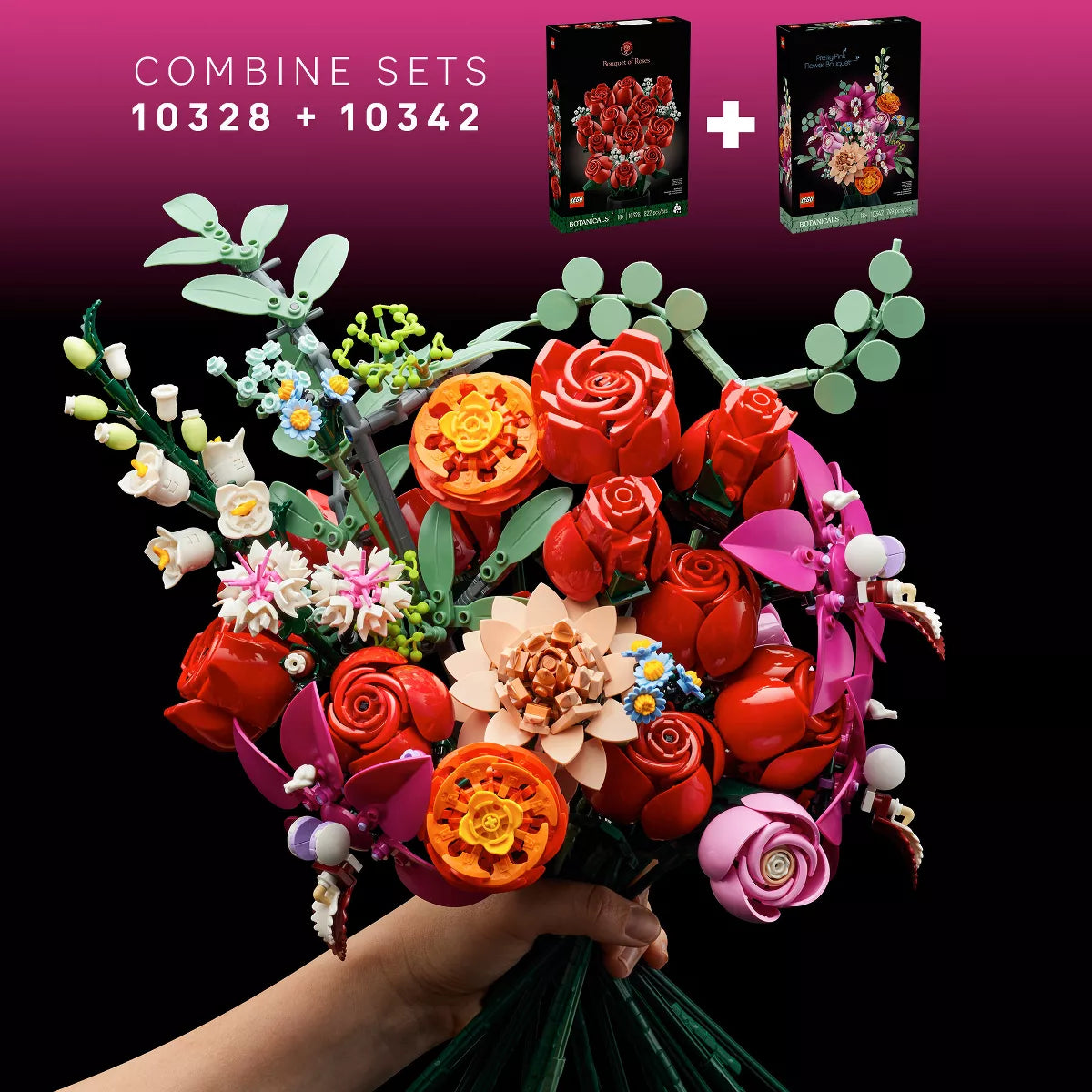LEGO Icons Bouquet of Roses, Flower Build and Display Set 10328